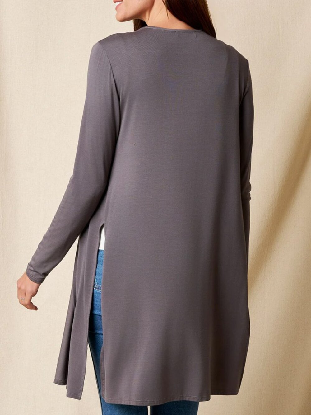 Sivana Bamboo Yoga Wrap Cardigan Size M Grey Gray $118 USA Soft Stretch Slits - Picture 3 of 15
